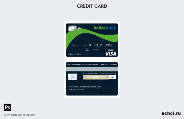 цифровая загрузка шаблона карты Visa BelizeBank Белиза